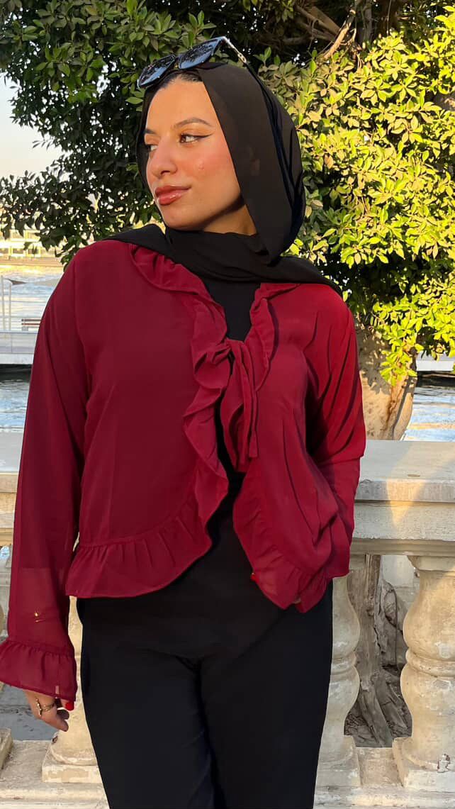 Ruby Ruffle Chiffon Blouse ❤️✨